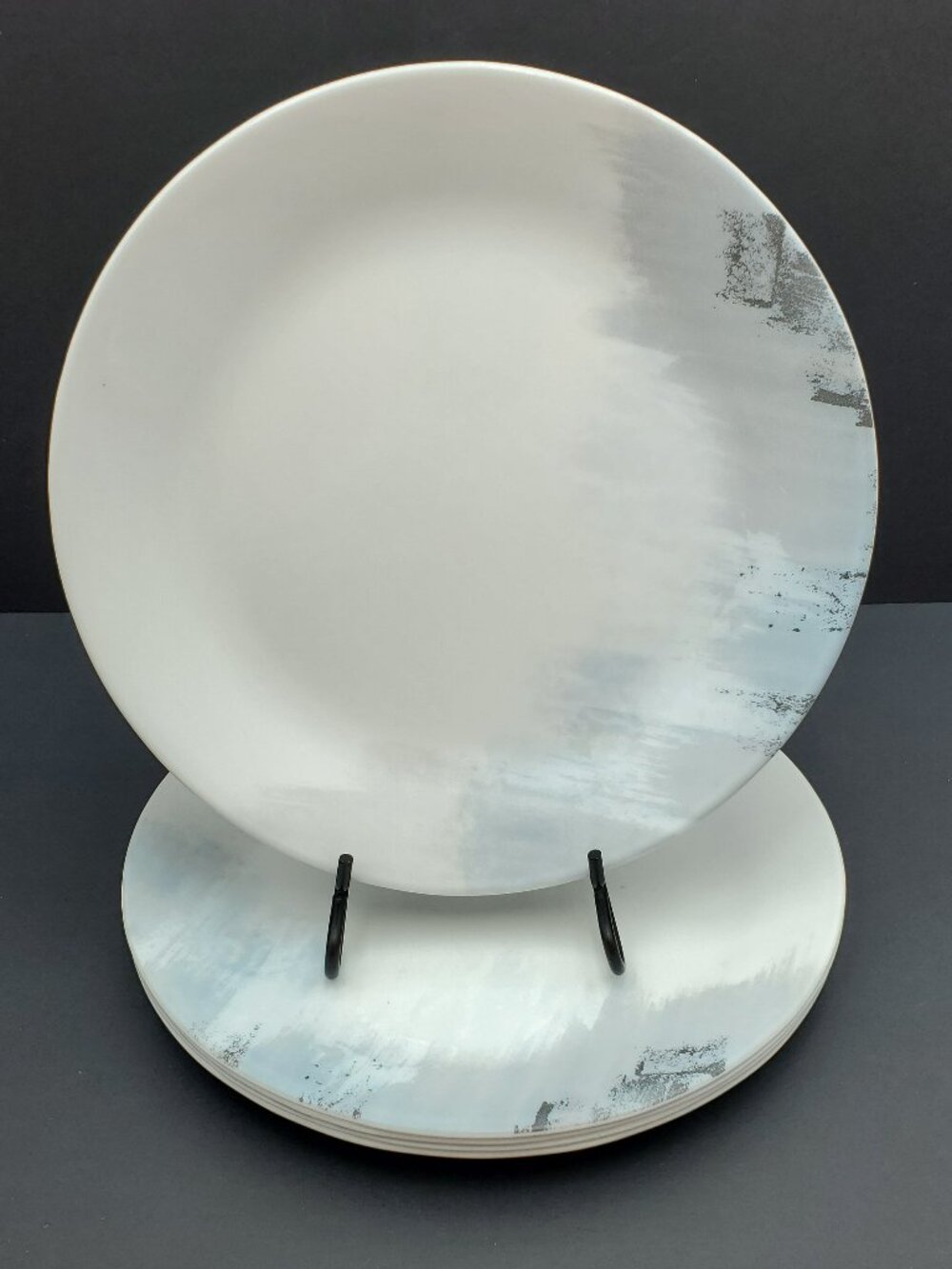 Corelle Tranquil Reflection Dinner Plates Blue Gray Brushstrokes Dinner Plates